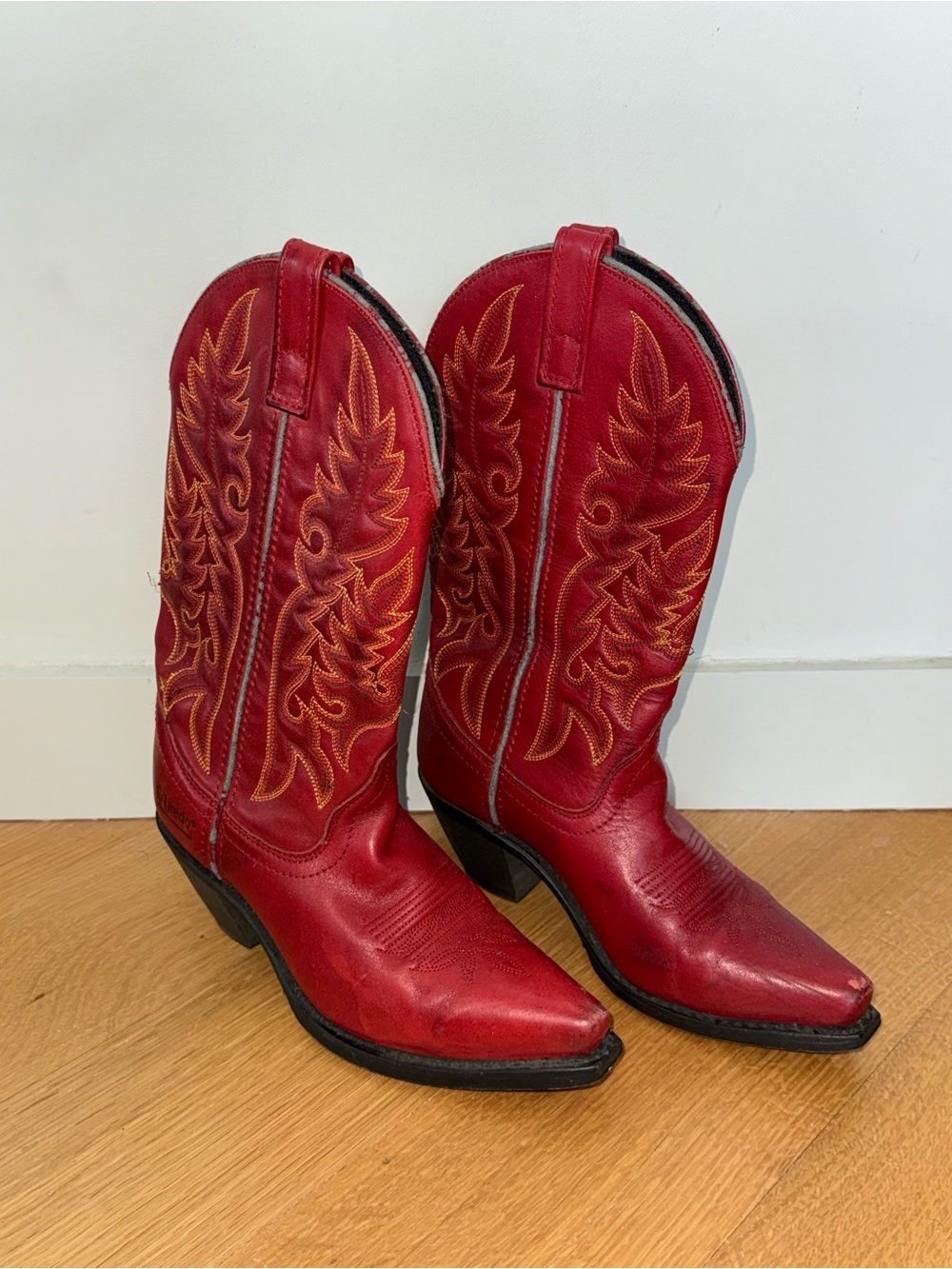 Laredo Red Western Cowboy Boots with Embroidered Shaft